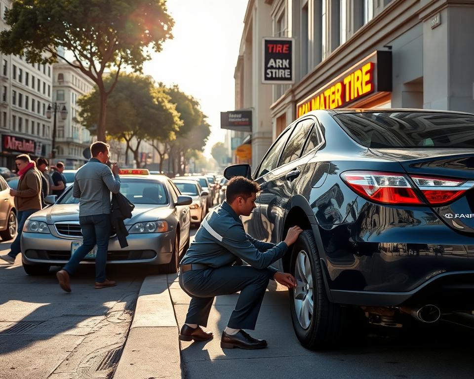 San Francisco roadside tire change